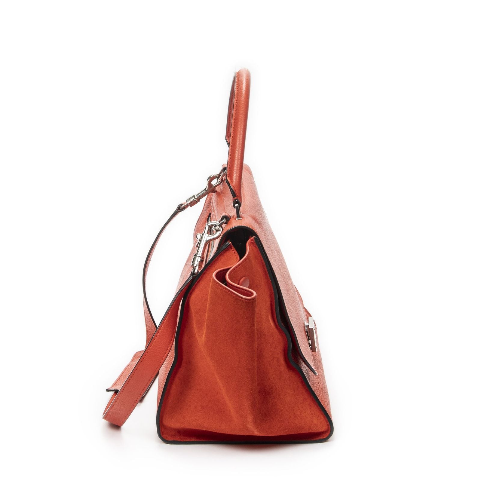 Celine Midi Trapeze Red Grain Calf Skin Leather Shoulder — view 4