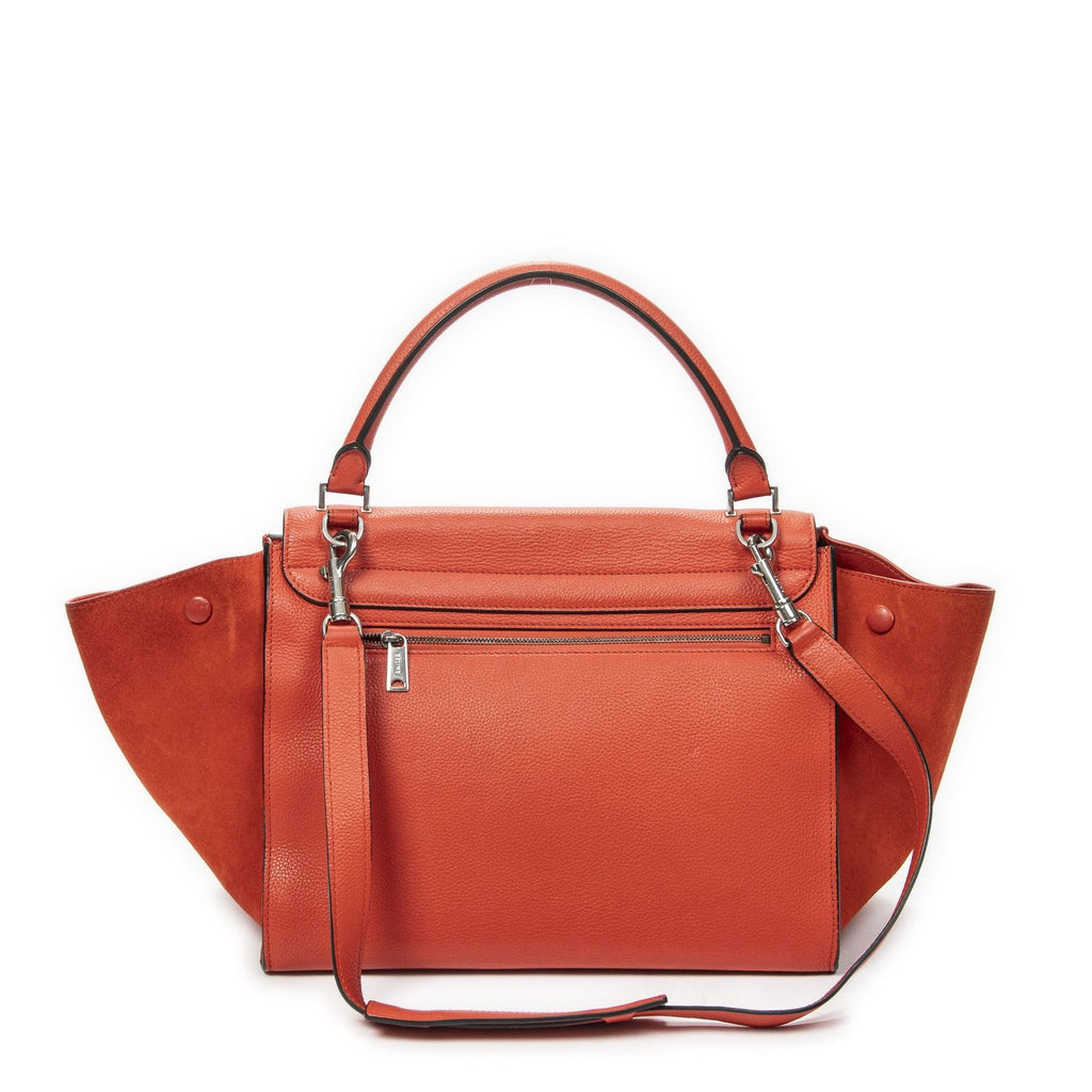 Celine Midi Trapeze Red Grain Calf Skin Leather Shoulder — view 5