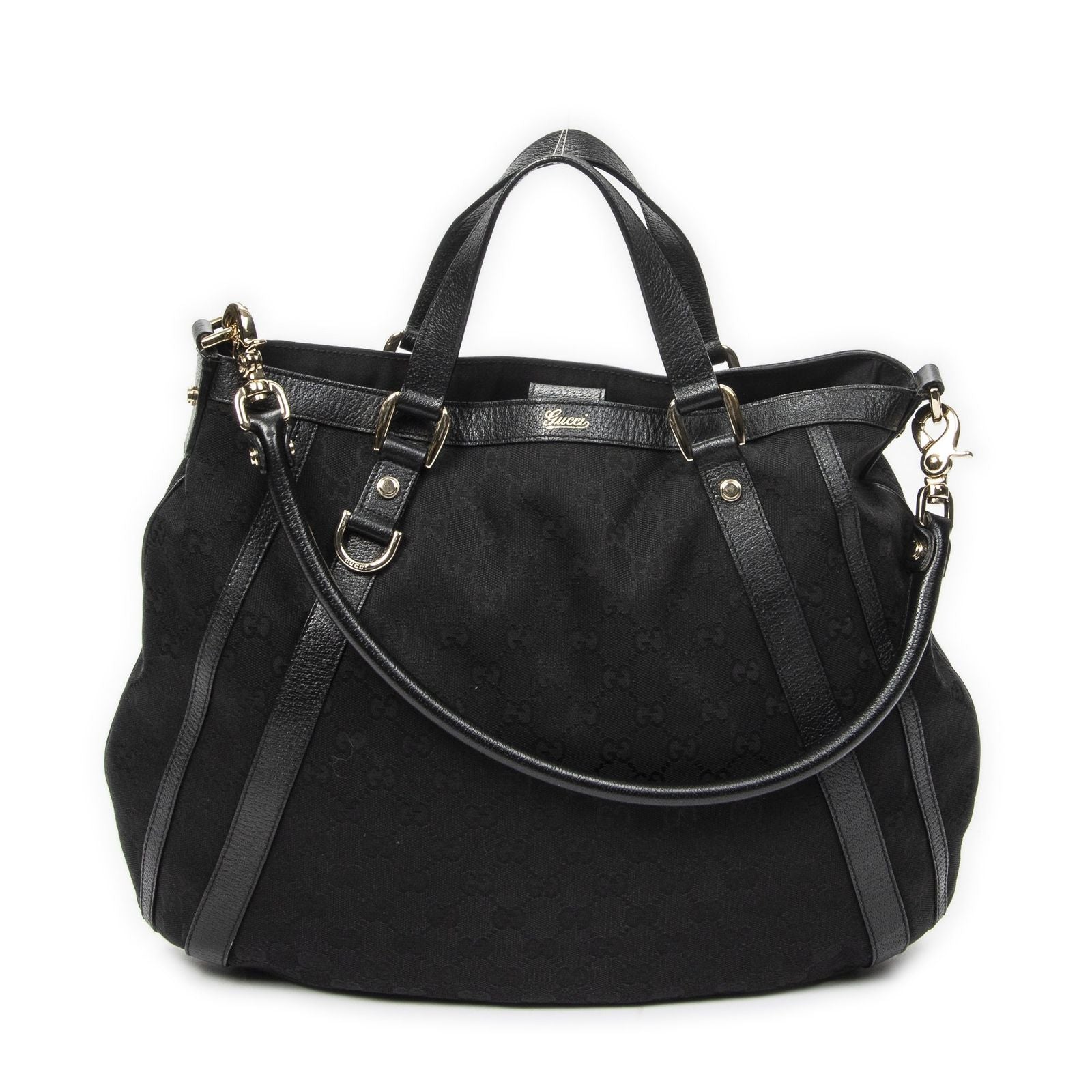 Gucci Convertible Tote Black GG Canvas