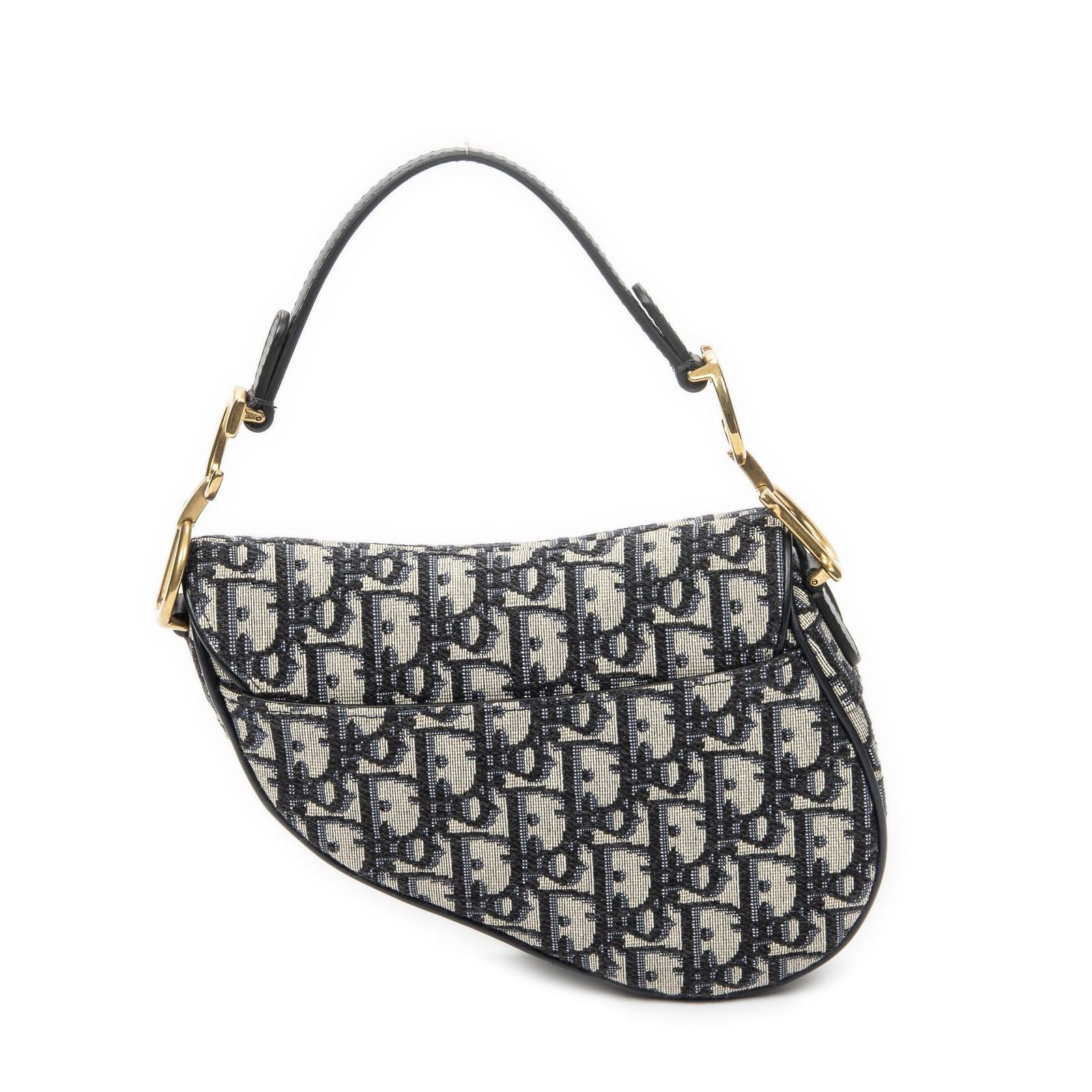 Dior New Saddle Bag Navy Beige Oblique Jacquard Canvas — view 5