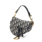 Dior New Saddle Bag Navy Beige Oblique Jacquard Canvas — view 2