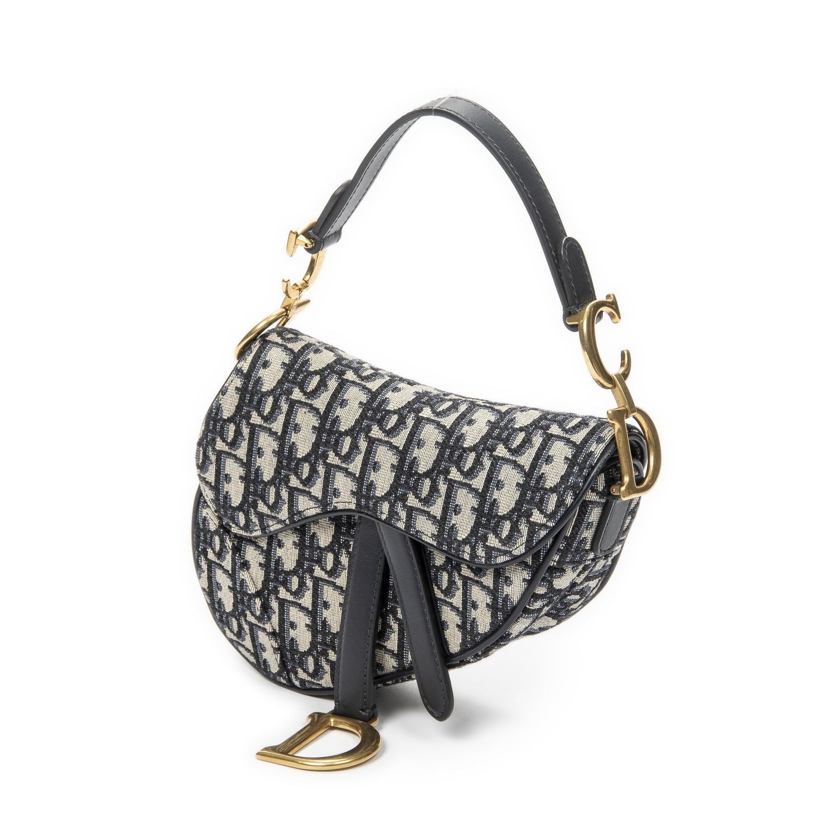 Dior New Saddle Bag Navy Beige Oblique Jacquard Canvas — view 2