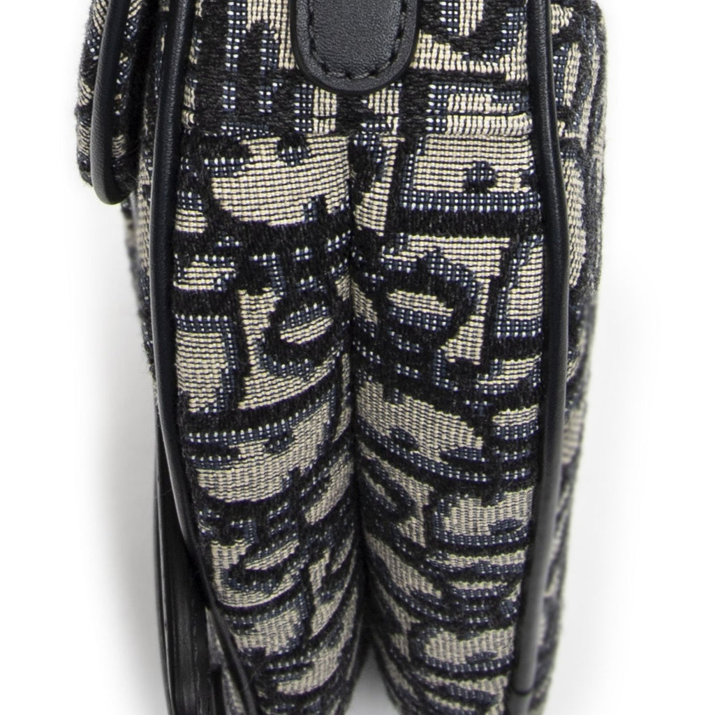 Dior New Saddle Bag Navy Beige Oblique Jacquard Canvas — view 8