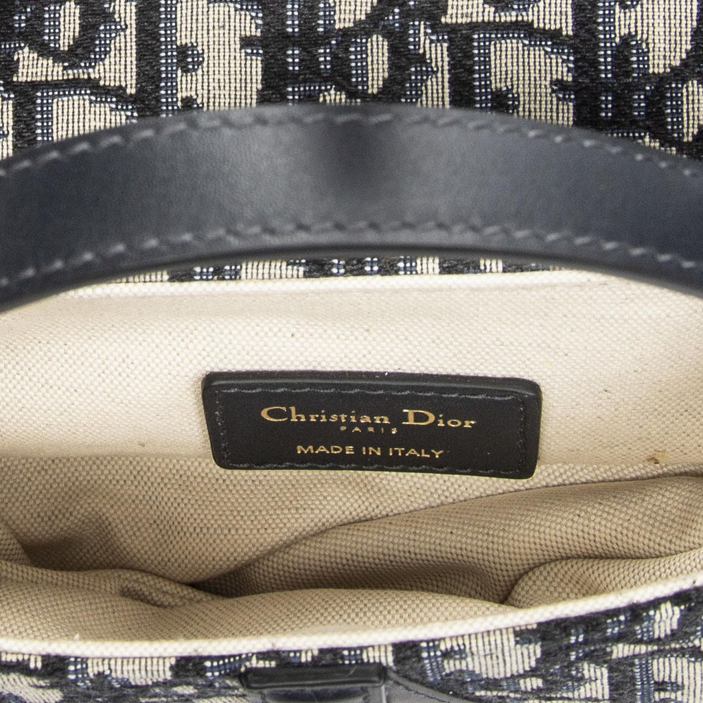 Dior New Saddle Bag Navy Beige Oblique Jacquard Canvas — view 9
