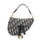 Dior New Saddle Bag Navy Beige Oblique Jacquard Canvas