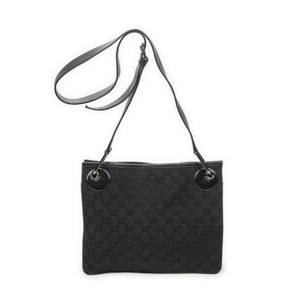 Gucci Eclipse Crossbody Shoulder Bag Black GG Canvas