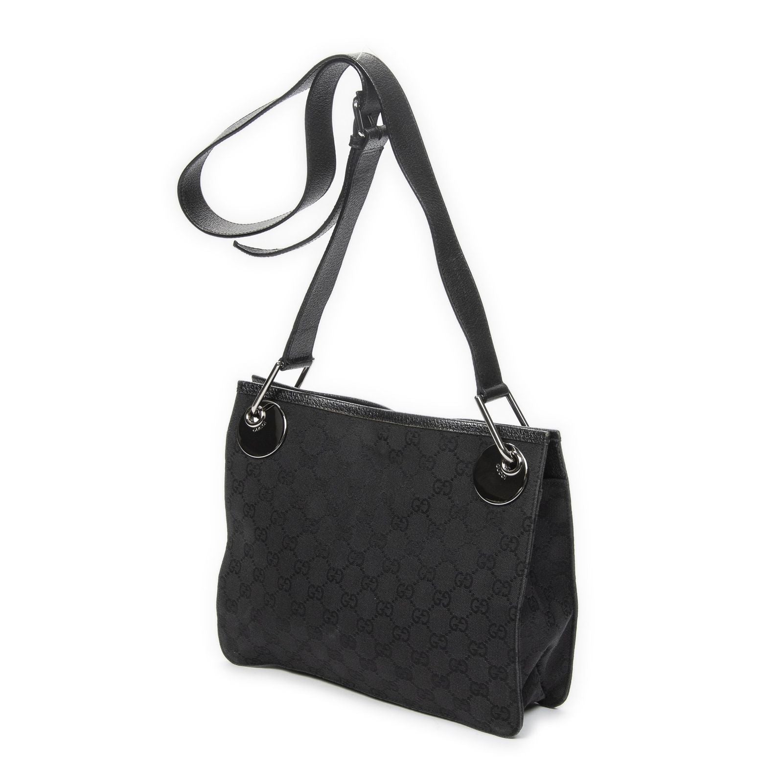 Gucci Eclipse Crossbody Shoulder Bag Black GG Canvas — view 2