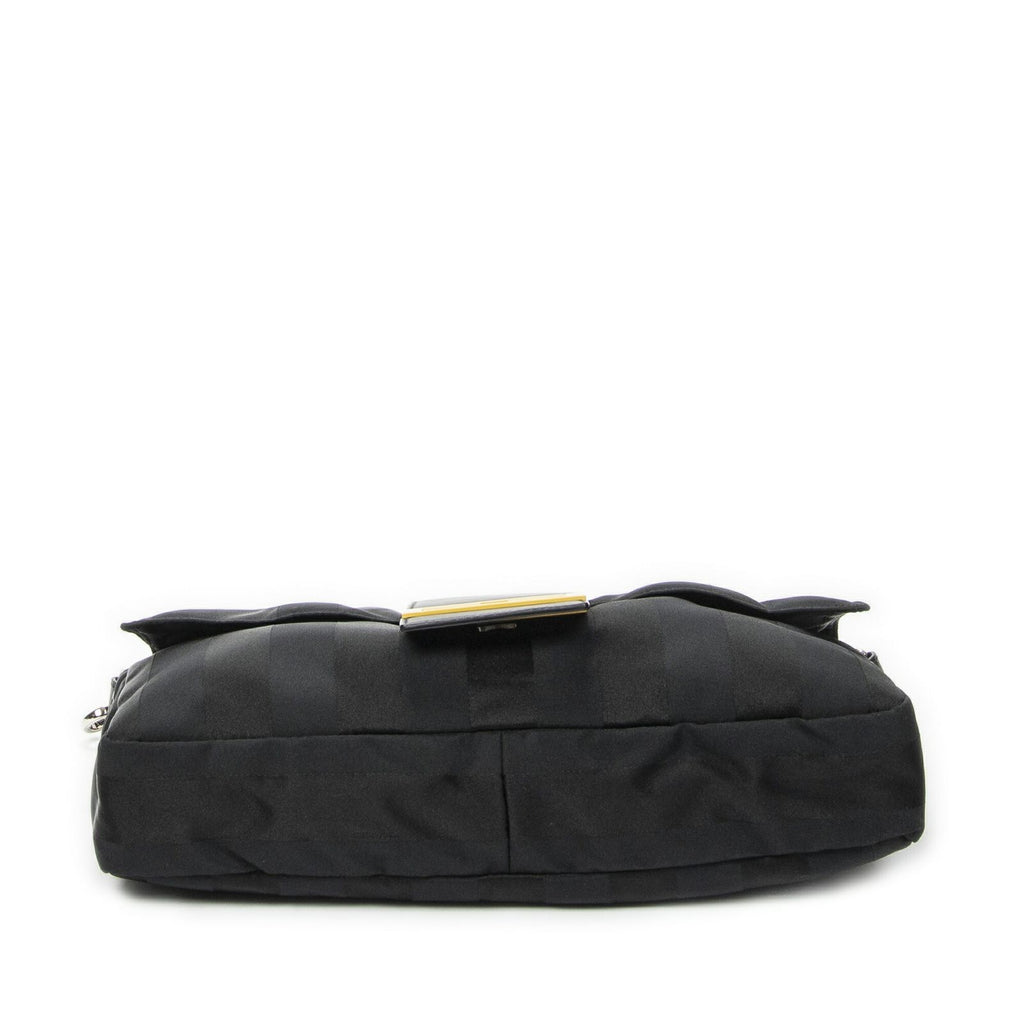 Fendi Large Convertible Baguette Belt Bag Black Pecan Striped Canvas — view 6