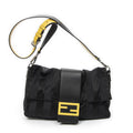 Fendi Large Convertible Baguette Belt Bag Black Pecan Striped Canvas