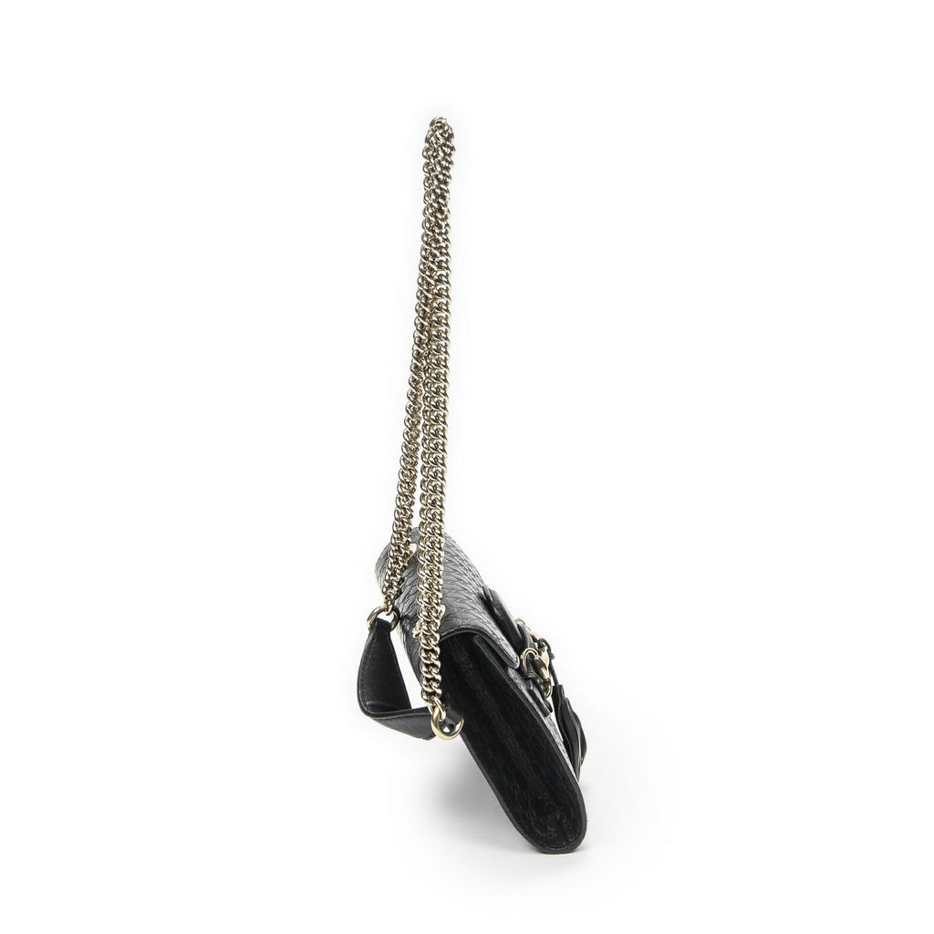 Gucci Small Emily Chain Bag Black Micro Guccissima Leather — view 4