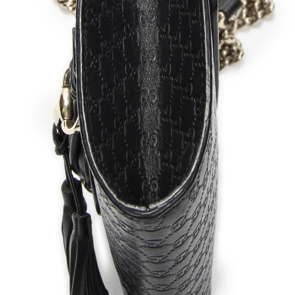 Gucci Small Emily Chain Bag Black Micro Guccissima Leather — view 8