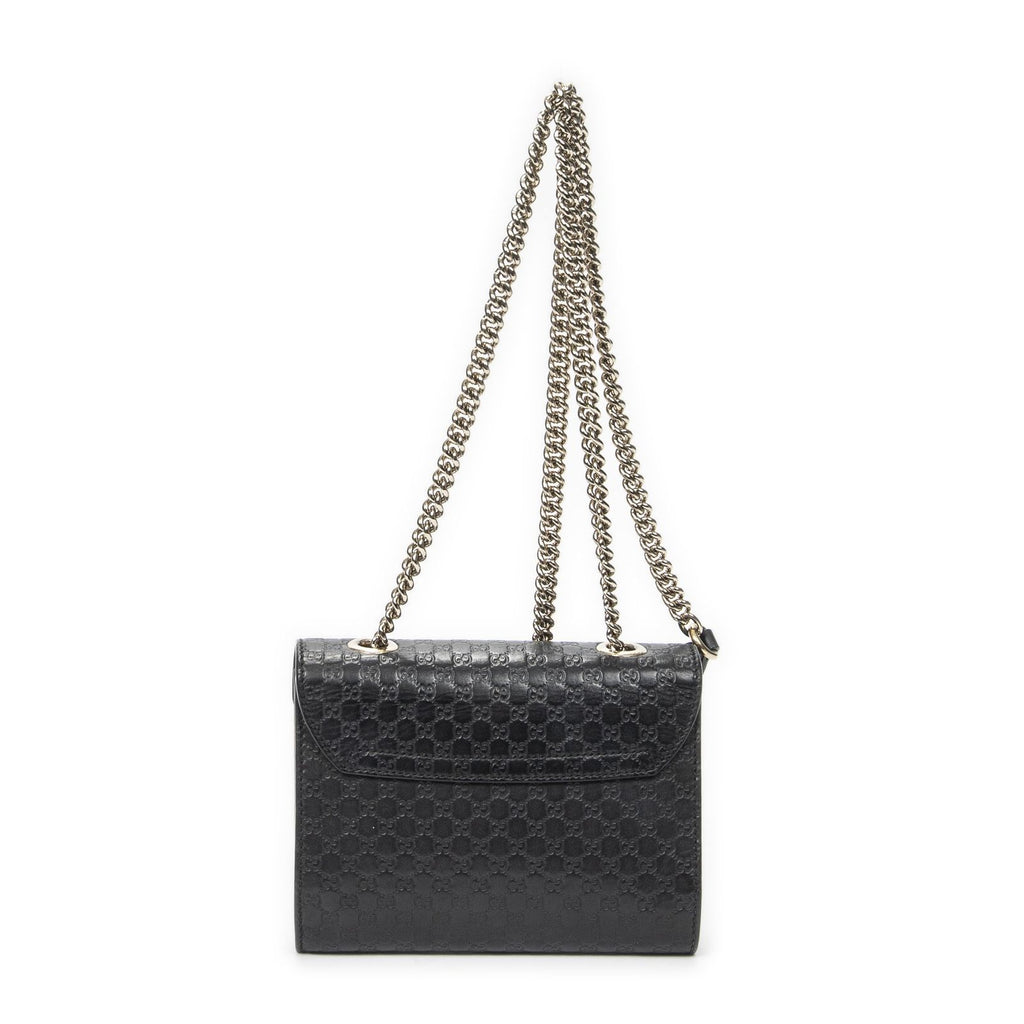 Gucci Small Emily Chain Bag Black Micro Guccissima Leather — view 5