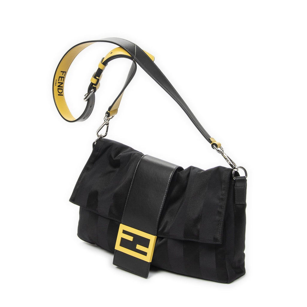Fendi Large Convertible Baguette Belt Bag Black Pecan Striped Canvas — view 2