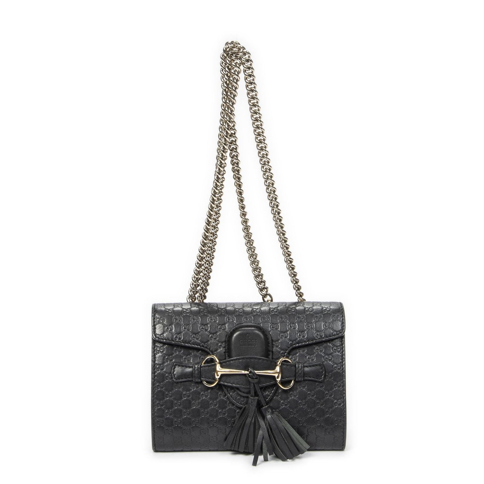 Gucci Small Emily Chain Bag Black Micro Guccissima Leather