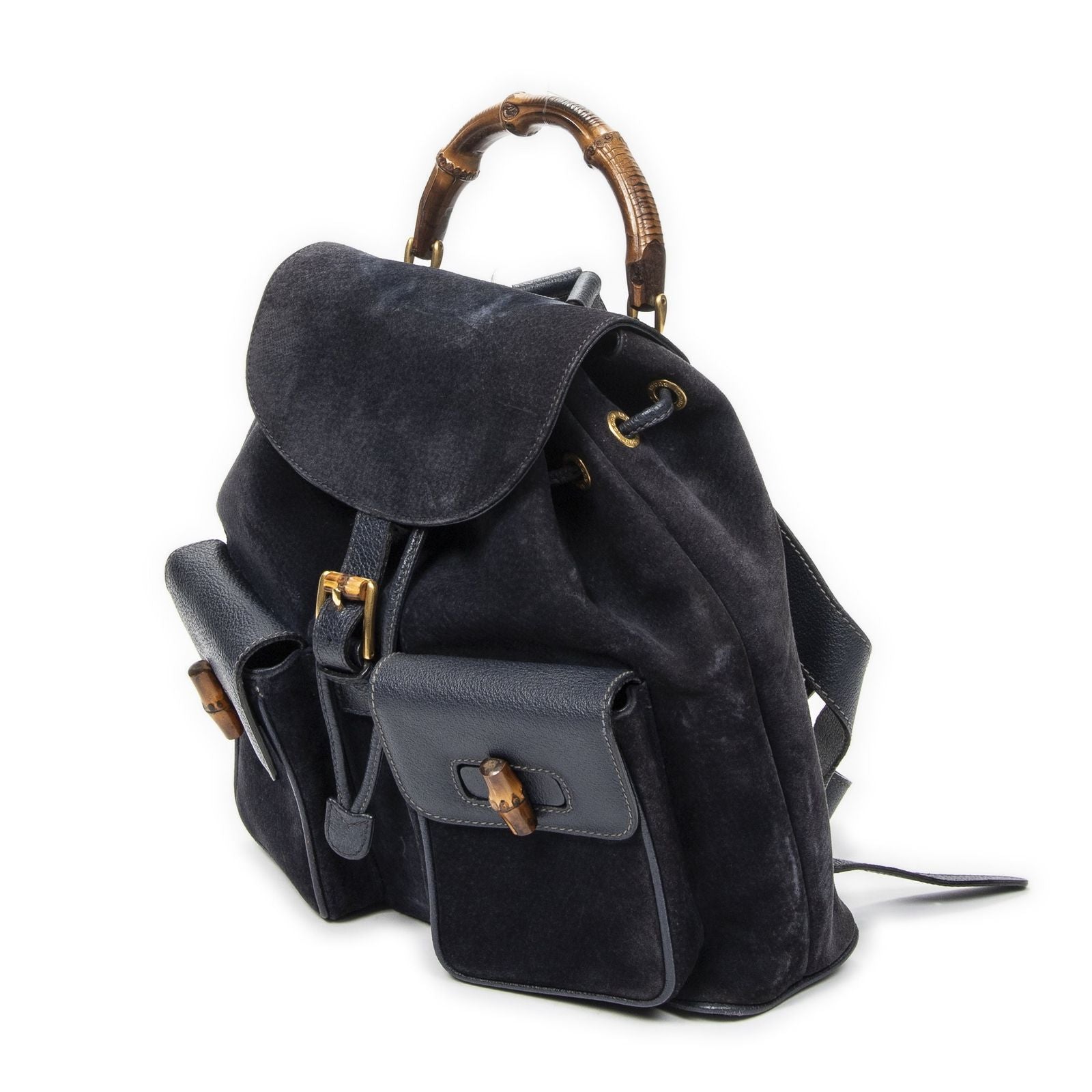 Gucci Rajibanbu Backpack Navy Suede Leather — view 2