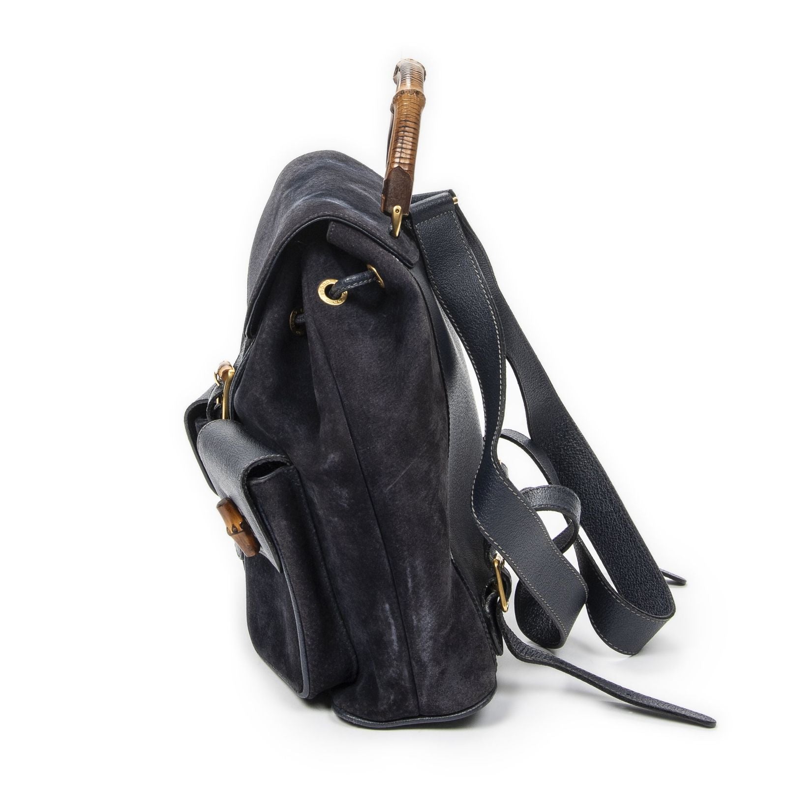 Gucci Rajibanbu Backpack Navy Suede Leather — view 3