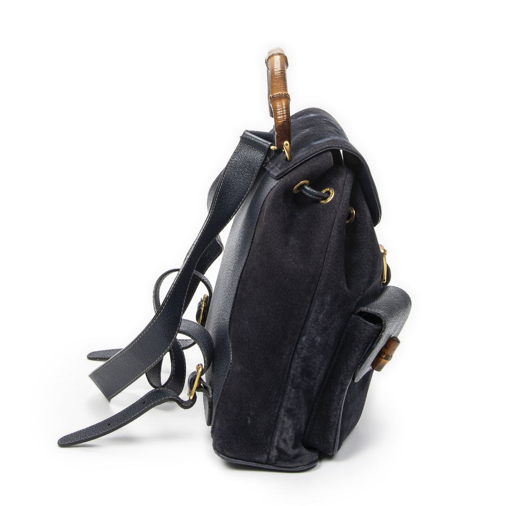 Gucci Rajibanbu Backpack Navy Suede Leather — view 4