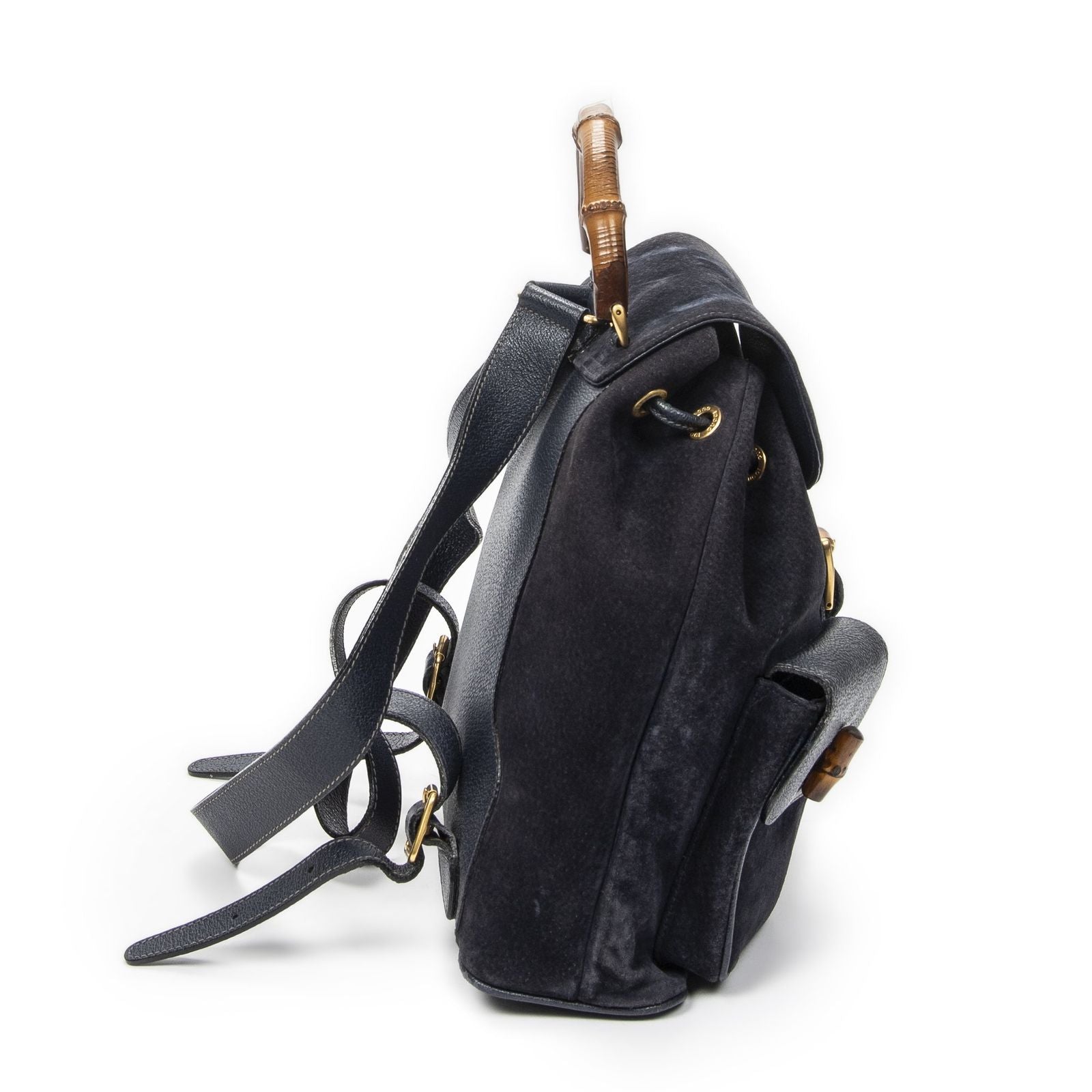 Gucci Rajibanbu Backpack Navy Suede Leather — view 4