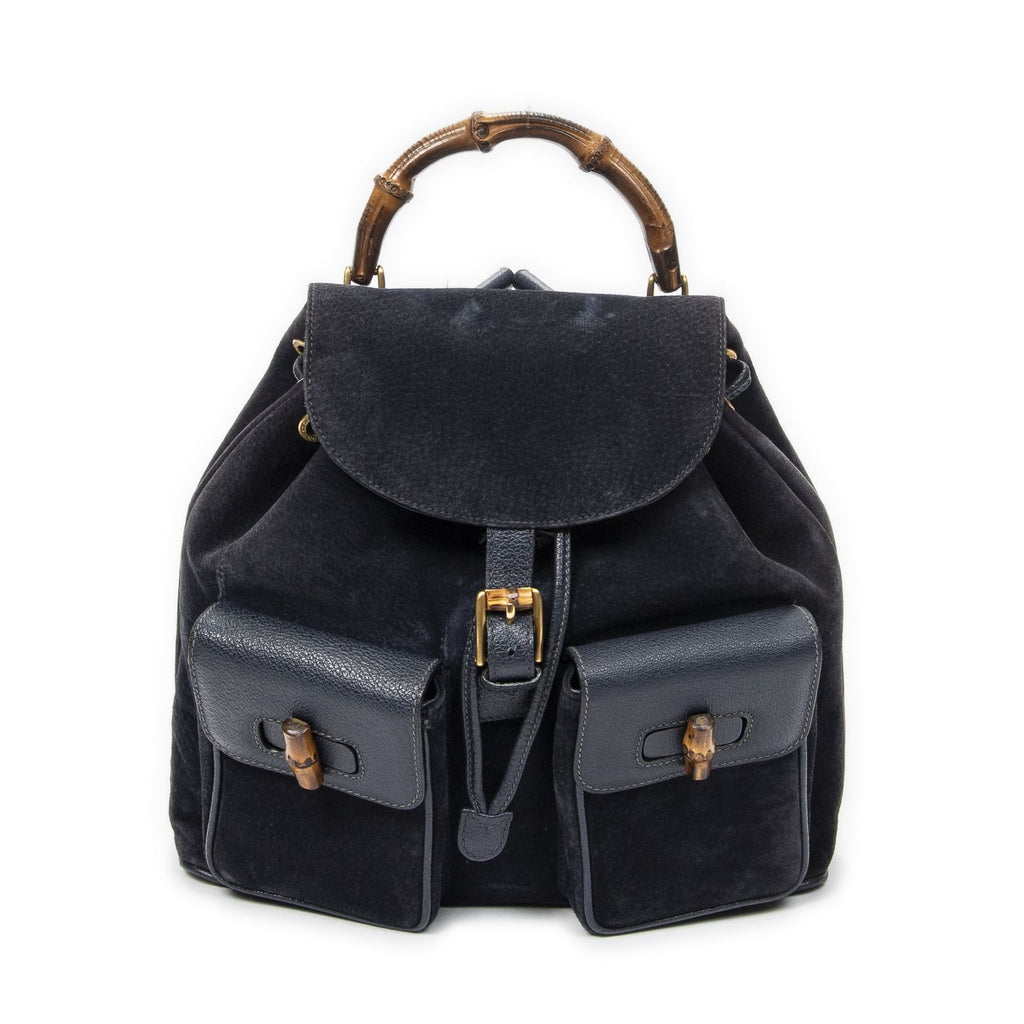 Gucci Rajibanbu Backpack Navy Suede Leather