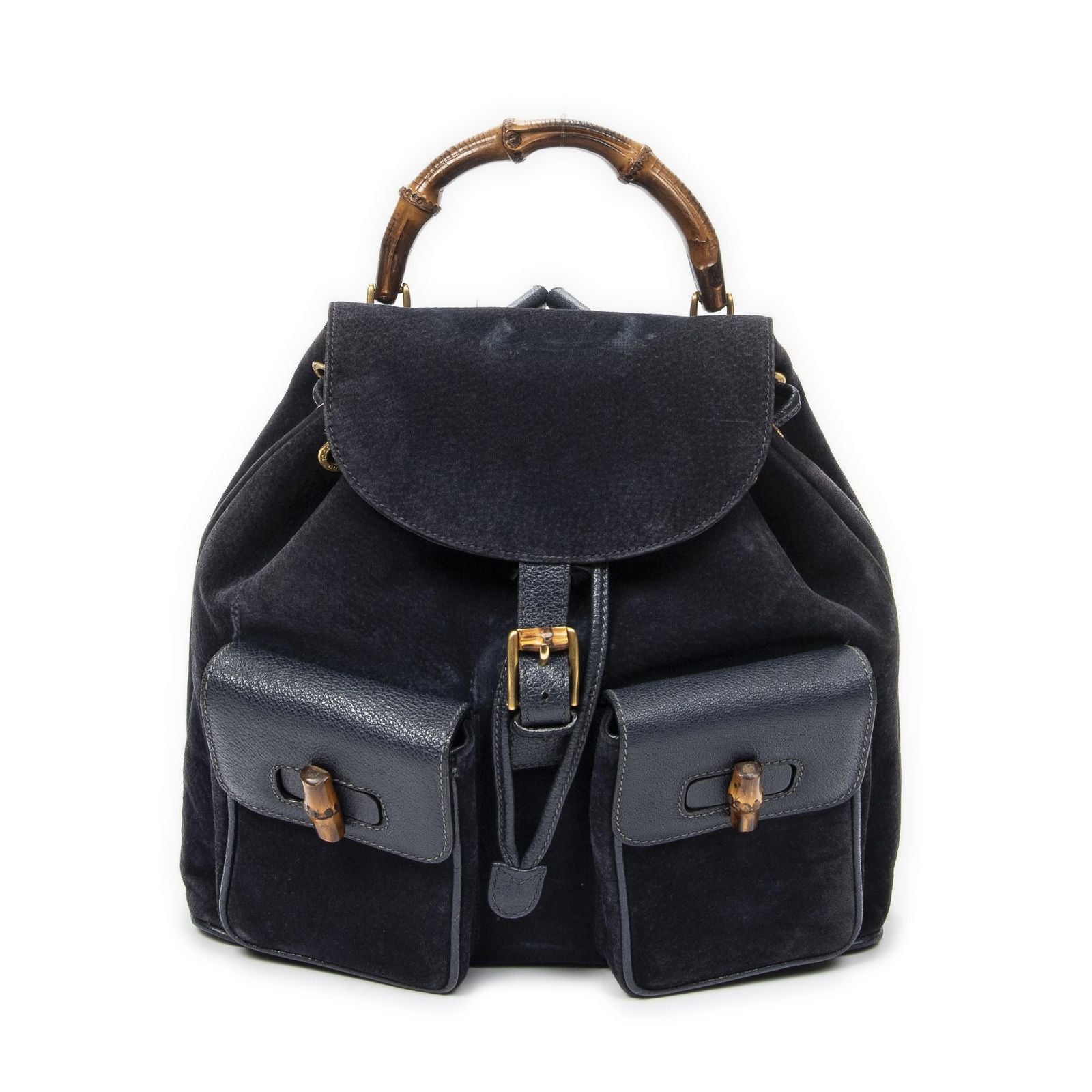 Gucci Rajibanbu Backpack Navy Suede Leather
