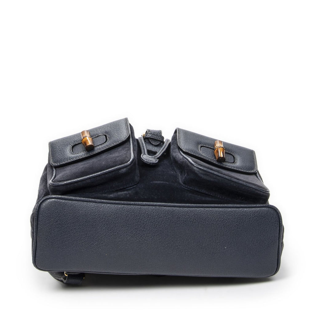 Gucci Rajibanbu Backpack Navy Suede Leather — view 6