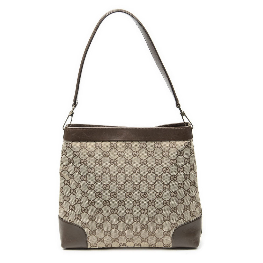 Gucci Vintage GG Shoulder Bag Beige Brown Canvas — view 5