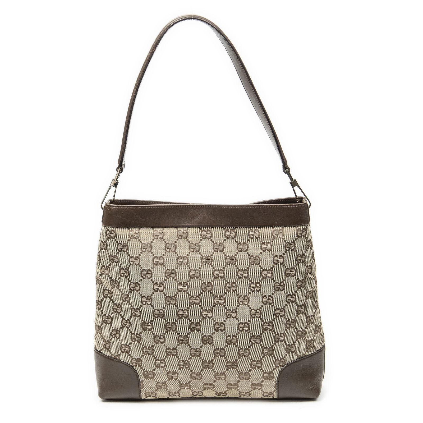 Gucci Vintage GG Shoulder Bag Beige Brown Canvas — view 5