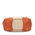 Prada Shopping Tote Orange Beige Woven Canvas — view 6