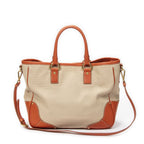 Prada Shopping Tote Orange Beige Woven Canvas — view 5