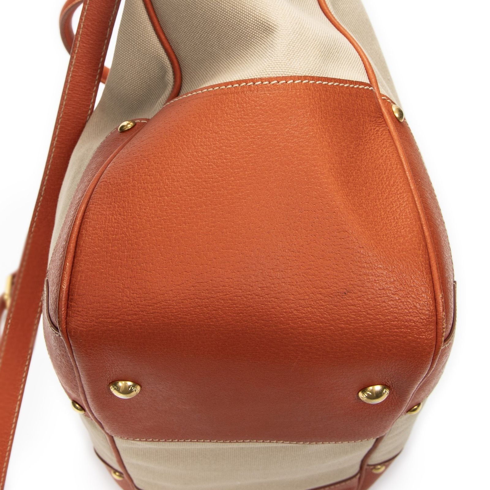 Prada Shopping Tote Orange Beige Woven Canvas — view 7