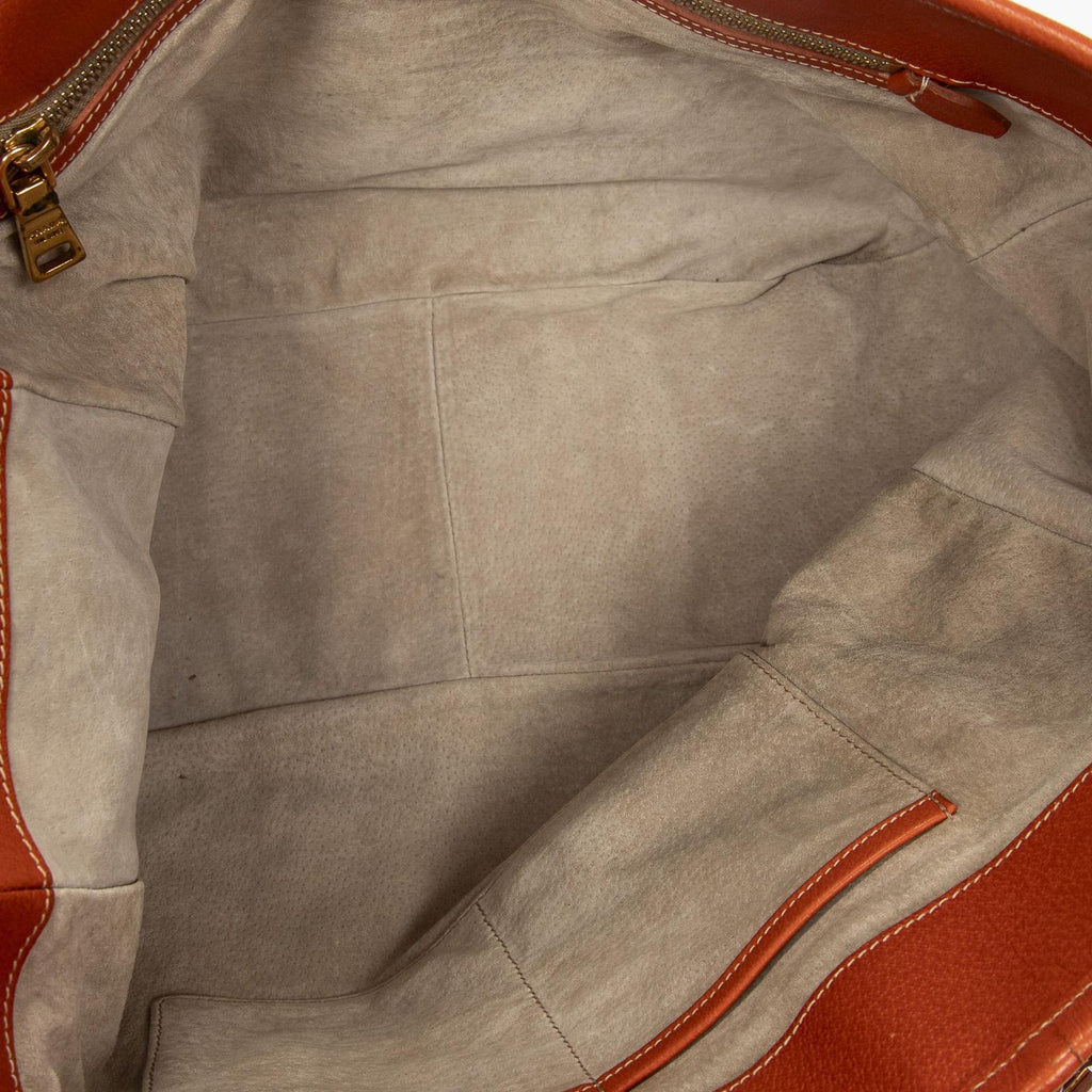 Prada Shopping Tote Orange Beige Woven Canvas — view 9