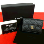 Chanel Box Card with Number 28 Quilted CC Logo Caviar Leather Trifold Wallet