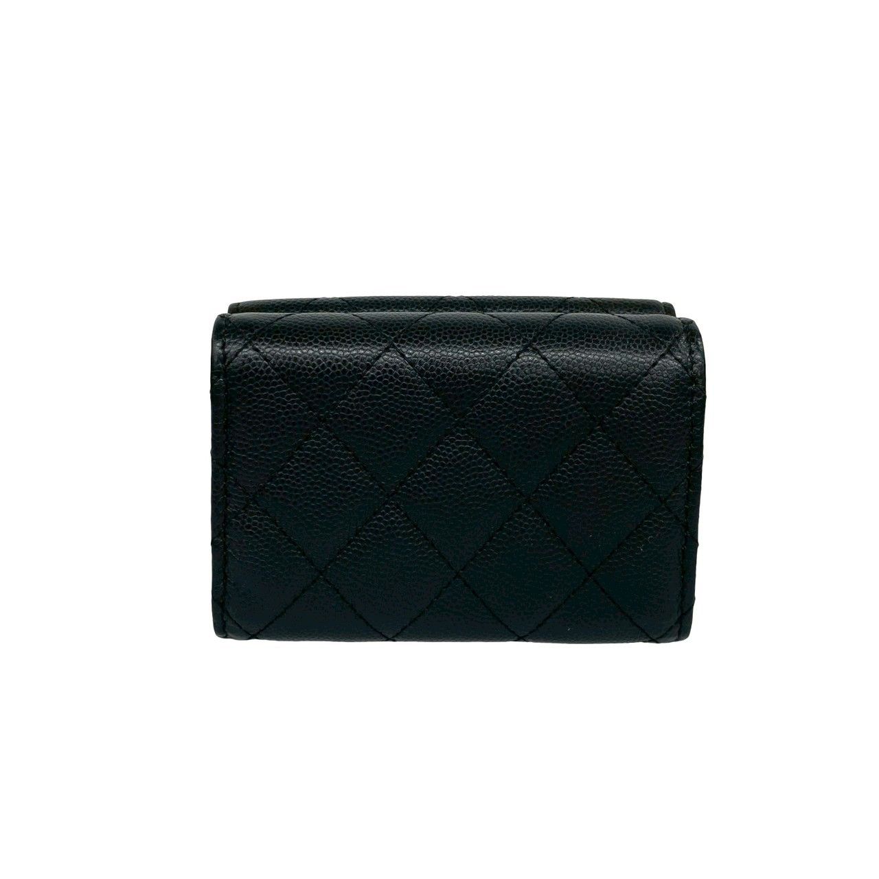 Chanel Box Card with Number 28 Quilted CC Logo Caviar Leather Trifold Wallet — view 2