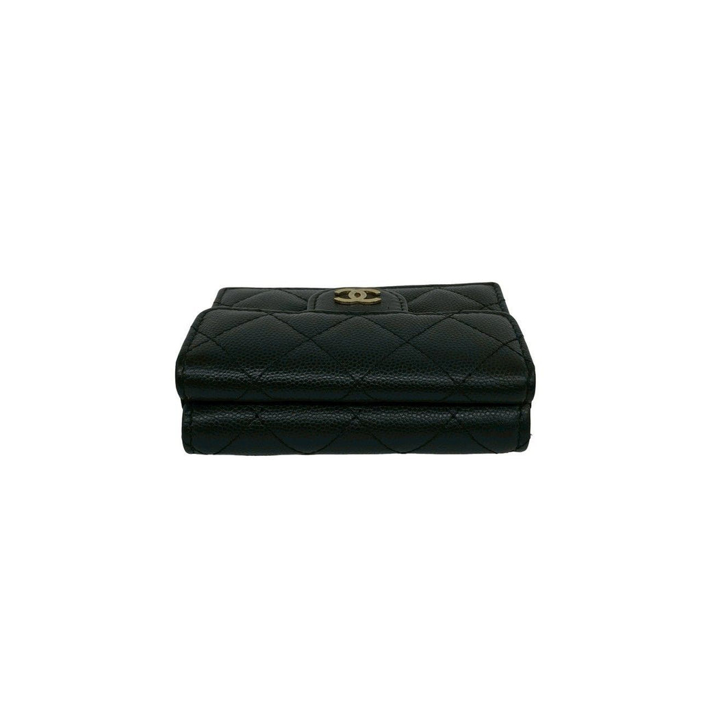 Chanel Box Card with Number 28 Quilted CC Logo Caviar Leather Trifold Wallet — view 3