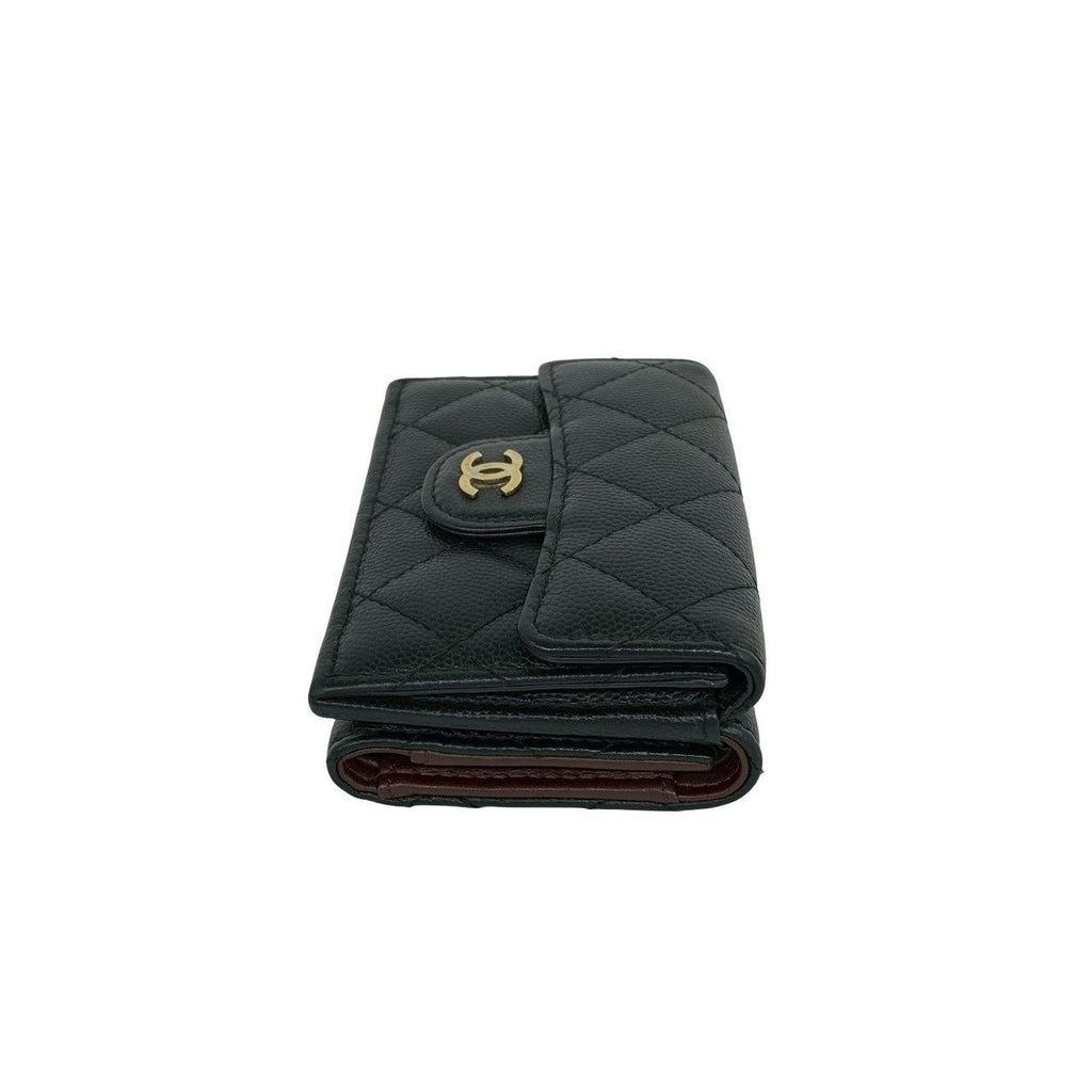 Chanel Box Card with Number 28 Quilted CC Logo Caviar Leather Trifold Wallet — view 5
