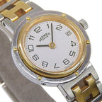 Hermes Clipper Stainless Steel Gold Plated Quartz Analog Display White Dial — view 3