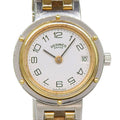 Hermes Clipper Stainless Steel Gold Plated Quartz Analog Display White Dial