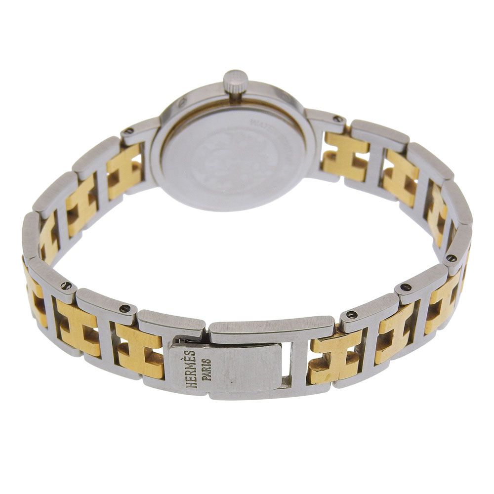 Hermes Clipper Stainless Steel Gold Plated Quartz Analog Display White Dial — view 5