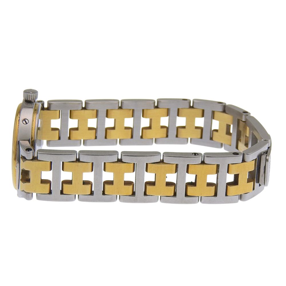 Hermes Clipper Stainless Steel Gold Plated Quartz Analog Display White Dial — view 4