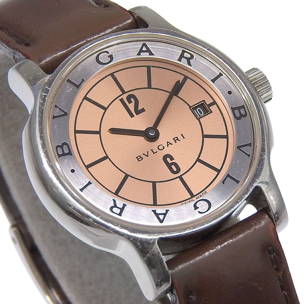 Bvlgari Solo Tempo Stainless Steel Leather Quartz Analog Display Blanc Dial — view 3