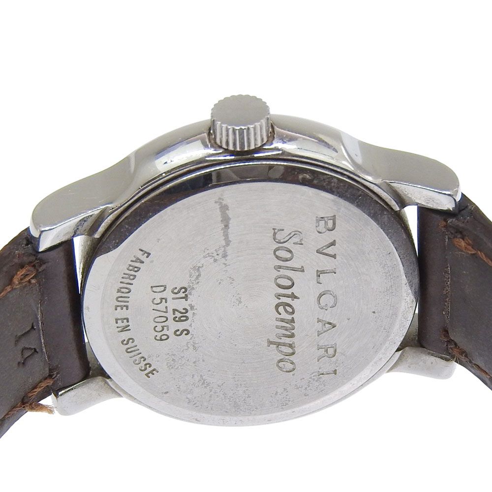 Bvlgari Solo Tempo Stainless Steel Leather Quartz Analog Display Blanc Dial — view 5