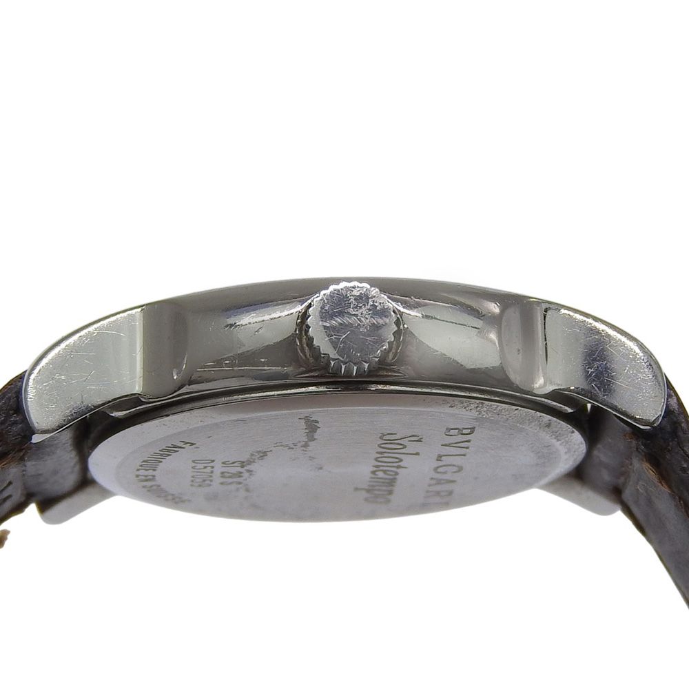 Bvlgari Solo Tempo Stainless Steel Leather Quartz Analog Display Blanc Dial — view 6
