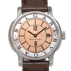 Bvlgari Solo Tempo Stainless Steel Leather Quartz Analog Display Blanc Dial