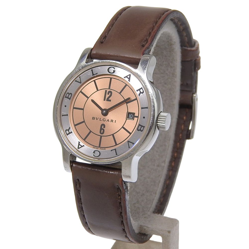 Bvlgari Solo Tempo Stainless Steel Leather Quartz Analog Display Blanc Dial — view 2