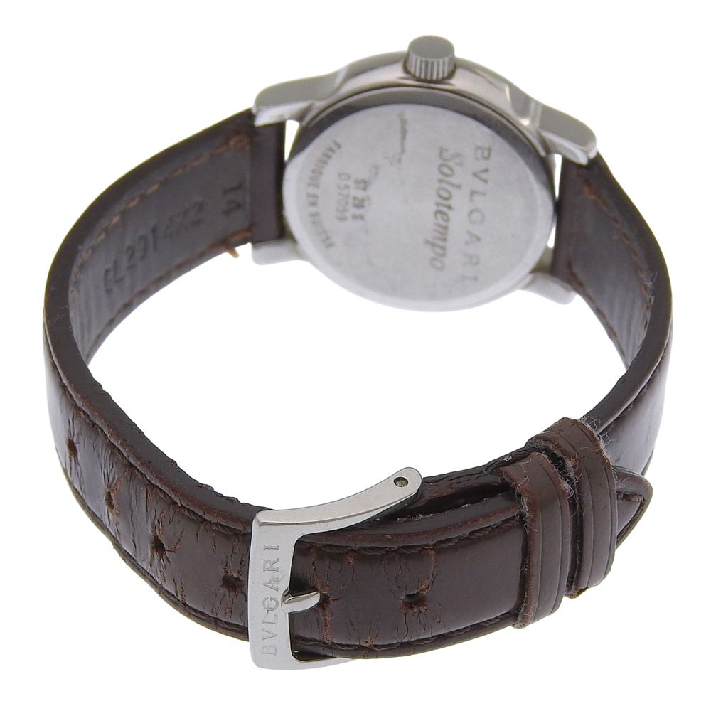 Bvlgari Solo Tempo Stainless Steel Leather Quartz Analog Display Blanc Dial — view 4