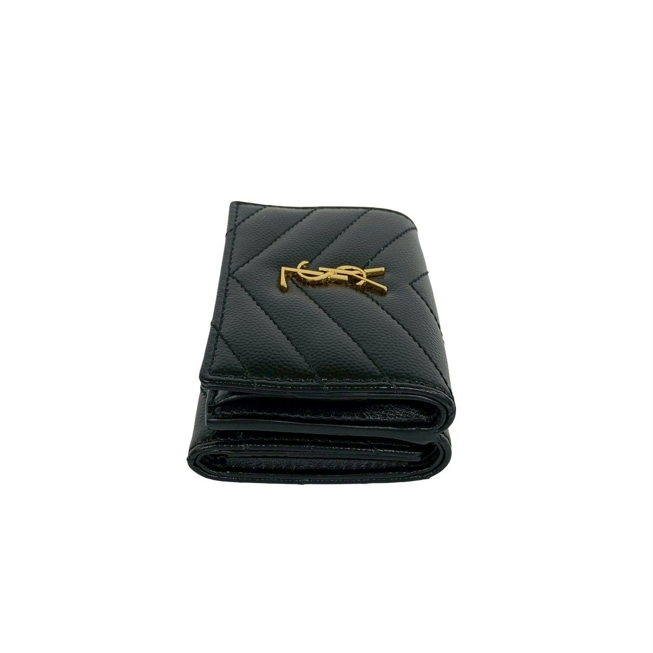 Saint Laurent Paris YSL Cassandra Logo Leather Trifold Wallet Mini Black — view 5