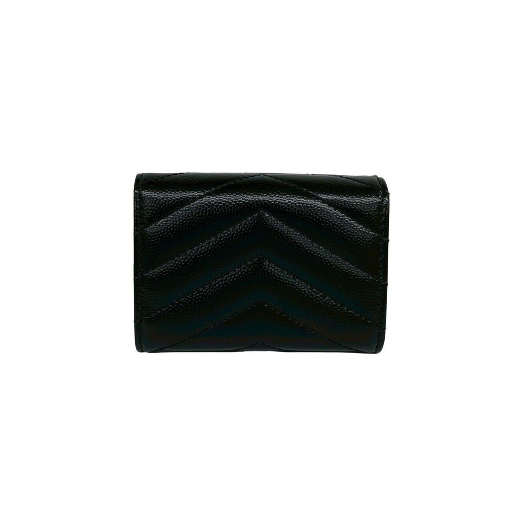 Saint Laurent Paris YSL Cassandra Logo Leather Trifold Wallet Mini Black — view 2