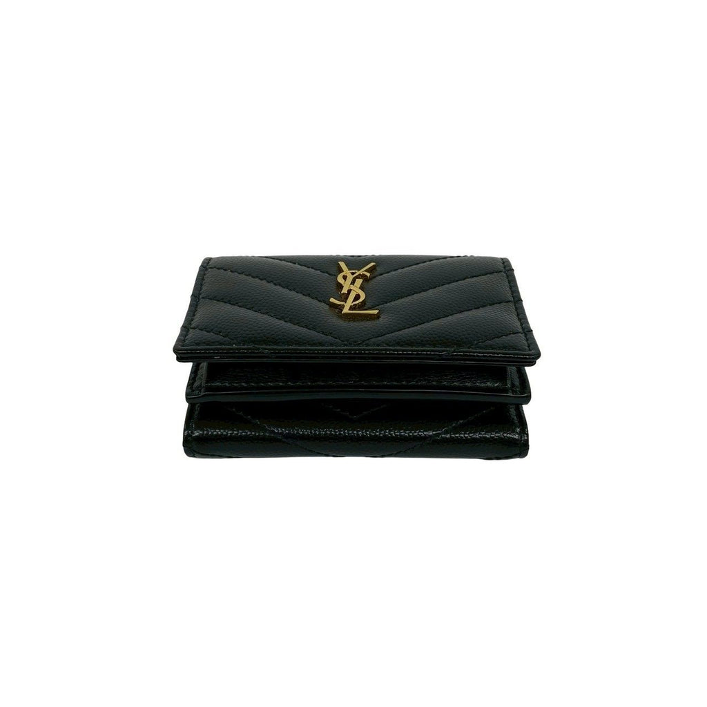 Saint Laurent Paris YSL Cassandra Logo Leather Trifold Wallet Mini Black — view 6