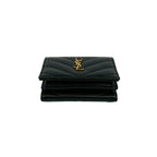 Saint Laurent Paris YSL Cassandra Logo Leather Trifold Wallet Mini Black — view 6