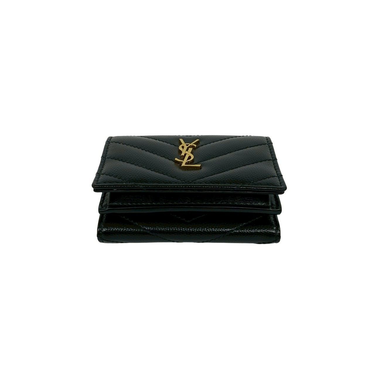 Saint Laurent Paris YSL Cassandra Logo Leather Trifold Wallet Mini Black — view 6
